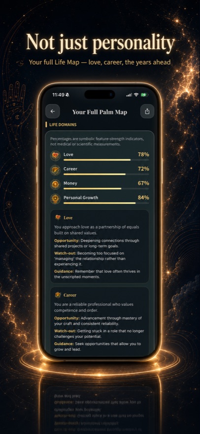 Palmuse full Life Map with love, career, money and personal growth